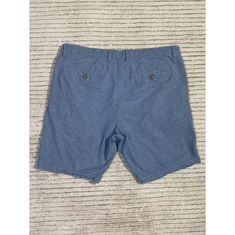 Calvin Klein Mens Blue Cotton Chino Shorts Size‎ 34 Flat Front Casual Chambray